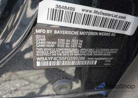 2015 BMW 740Li xDrive z USA, uszkodzony, nr VIN WBAYF4C55FGS99286